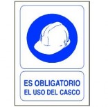 Señal adhesiva de 110x70mm - Obligatorio el uso de casco (50 unidades)